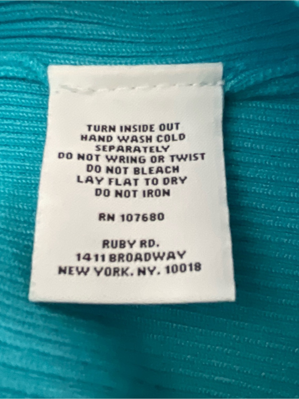 Ruby Rd. Turquoise Ribbed Tank with Jewel Neckline size Small - Picture 4 of 5